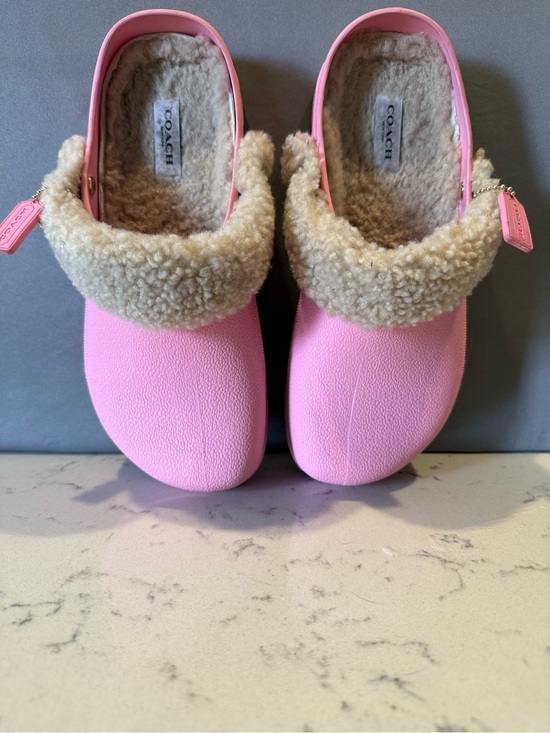 Coach Shoes - Coach Pink Slip-On Shearling-Trim Clogs